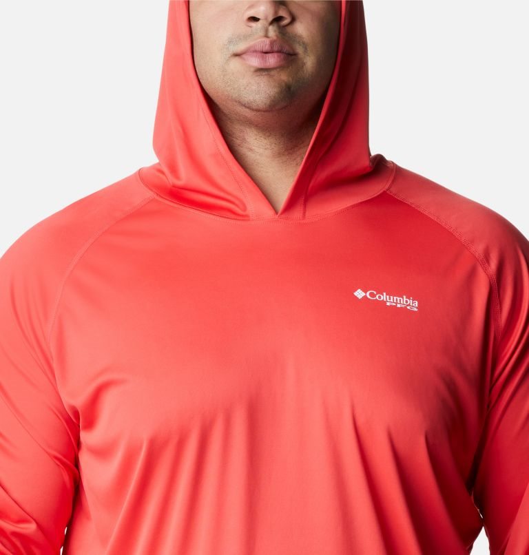 Men's Columbia PFG Terminal Tackle Hoodie Red | Plus Size CA-J4C6L